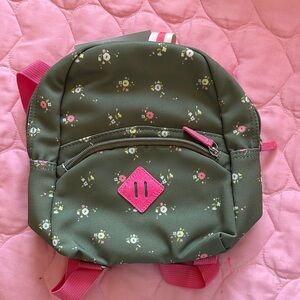Cat & Jack Green and Pink Floral Kids Backpack